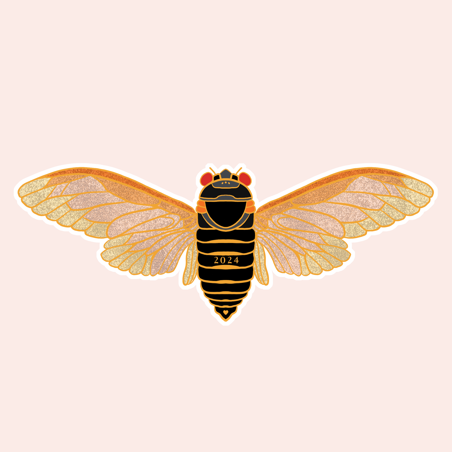 Cicada Sticker with Glitter Wings