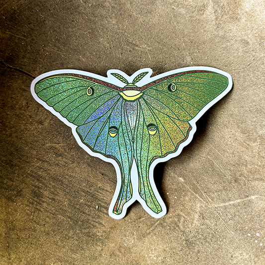 Luna Moth Sticker with Glitter Wings