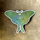 Luna Moth Sticker with Glitter Wings