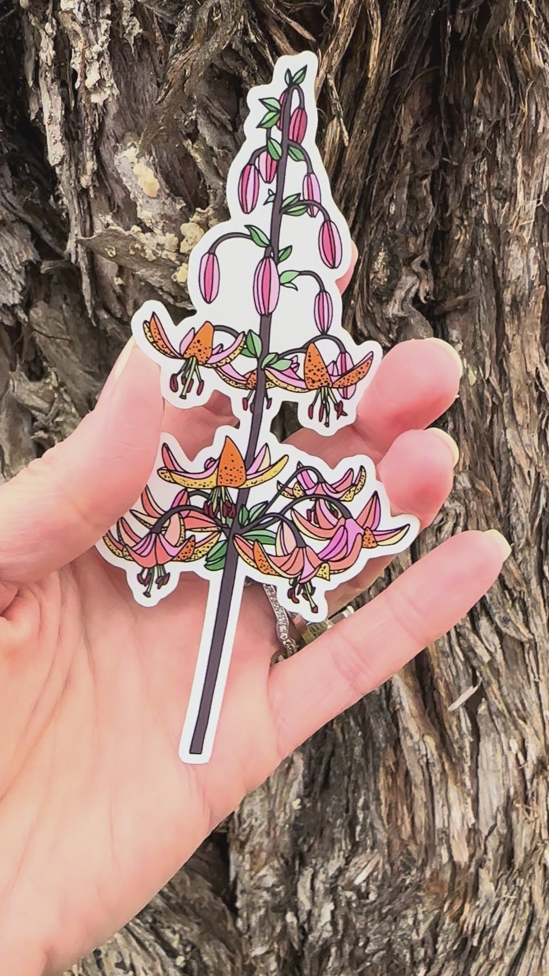 Martagon Lily Sticker movement video to show the light reflecting on the artwork. 