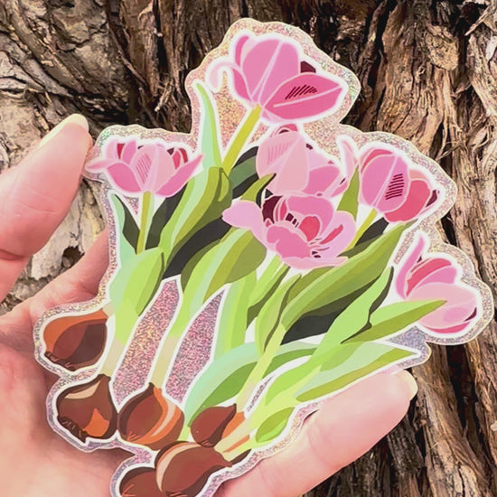 Tulip sticker movement video to show the light reflecting on the artwork. 