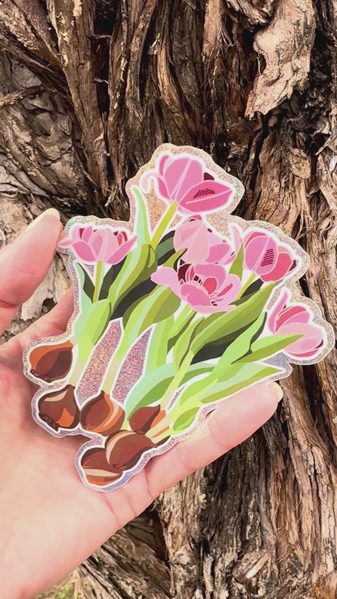 Tulip sticker movement video to show the light reflecting on the artwork. 